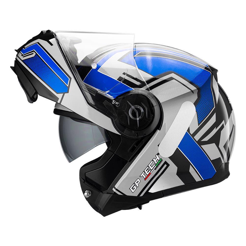 CAPACETE GP TECH A118 SV FUSION ARTICULADO ROBOCOP PRETO-AZUL