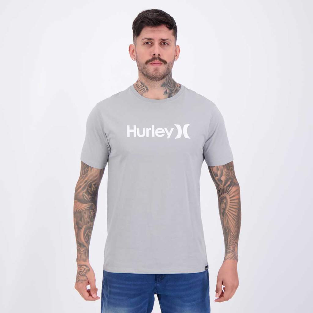 Camiseta Hurley Silk O&amp;O Solid Cinza em Oferta na Shopee