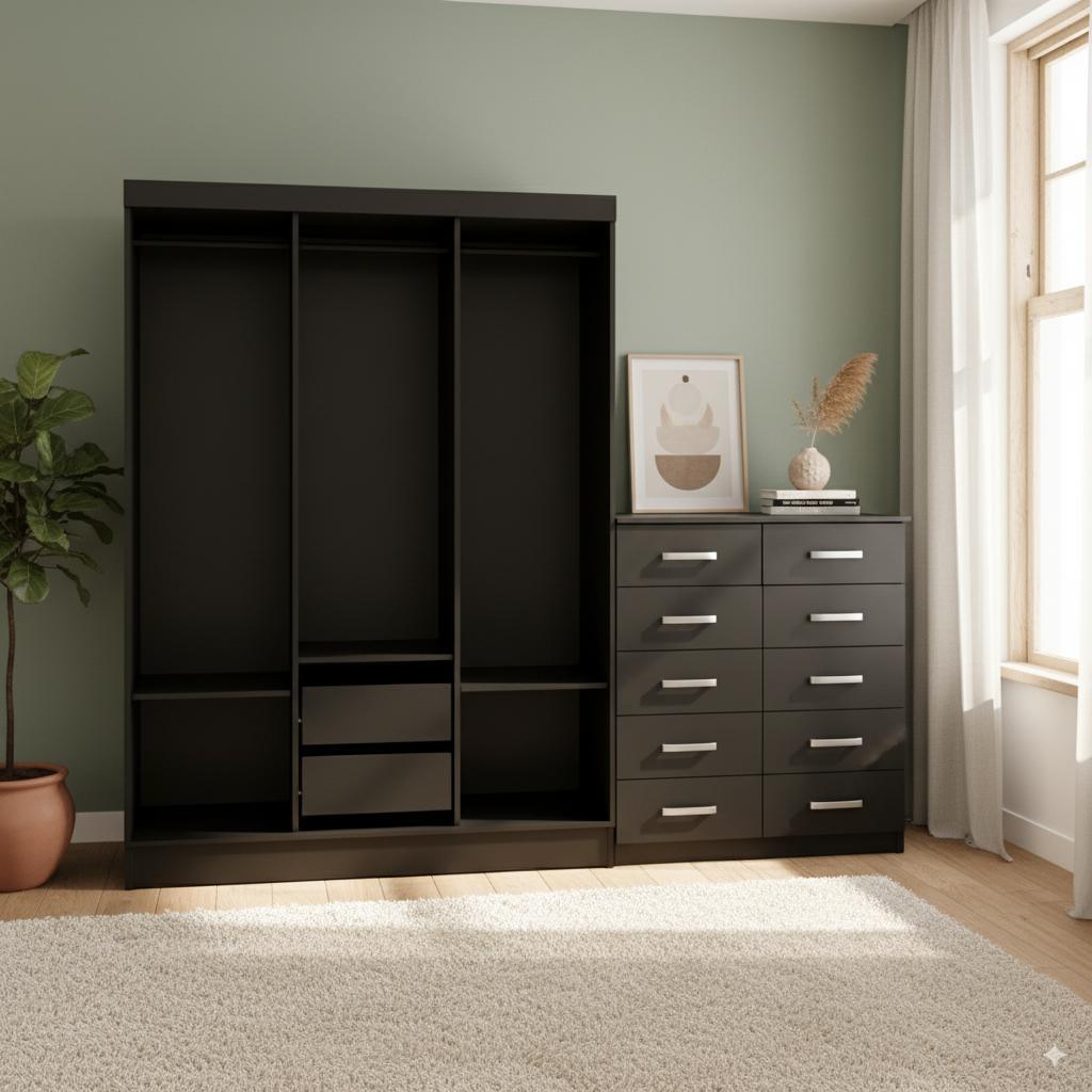 Closet Lisboa com Cômoda Marbela 10 Gavetas - Evidência Móveis