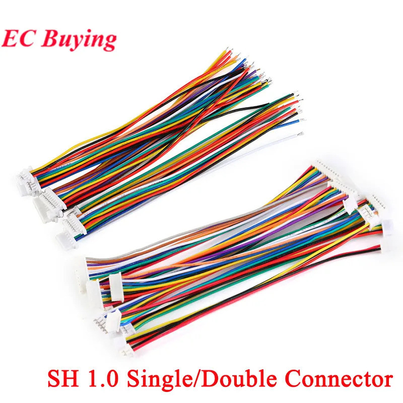Conector De Cabo De Fio SH 1.0 , 5 Peças , DIY SH1.0 JST 2/3/4/5/6/7/8/9/10 Pinos Linha Eletrônica Único Terminal Duplo