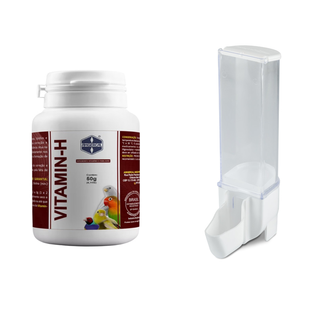 Vitamin H Amgercal (50g) + Comedouro Automático Sertão Natural Malha Fina (100ml)