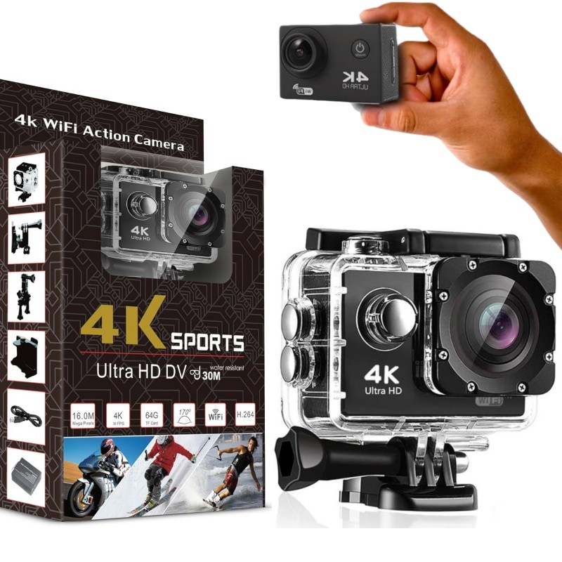 Câmera De Ação 4K A Prova D'água Câmera De Vídeo Ultra HD Com Estabilização De Imagem WiFi