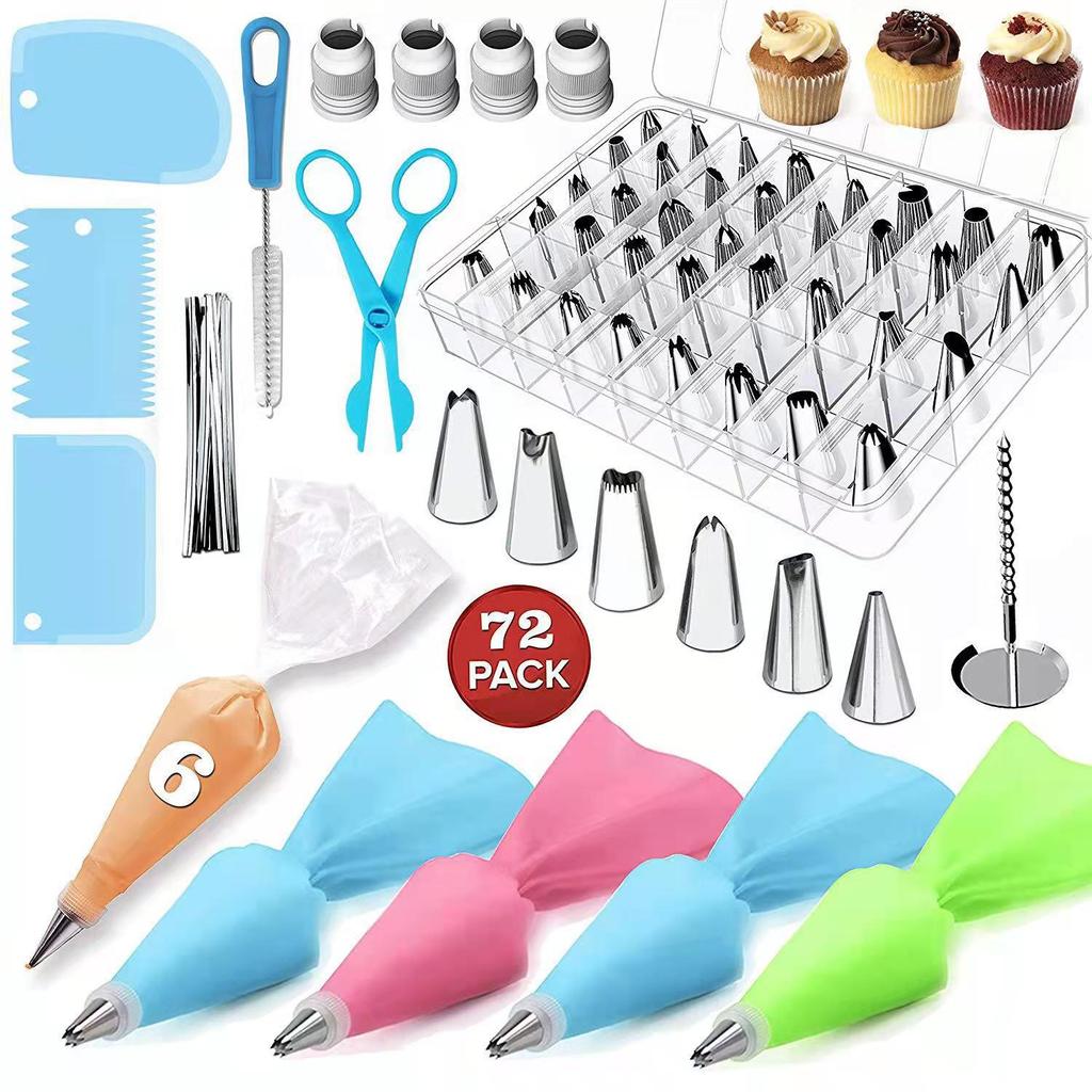 Jogo De Bicos Inox Kit Com 72 Peças Confeitar Bolo, Tortas Kit Confeiteiro Completo Para Decoração De Bolo em Inox