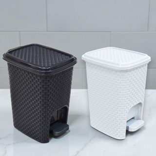 2 Lixeiras Com Pedal 7 Litros Com Tampa Preto Rattan Casa Escritório Banheiro Cozinha Lixo Lixeira