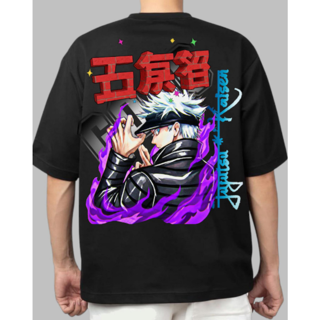 2026 Nova Camiseta Masculino Feminino Oversized Casual E Moderna De  Com Estampa De Efeito De Chama Roxa De Gojo