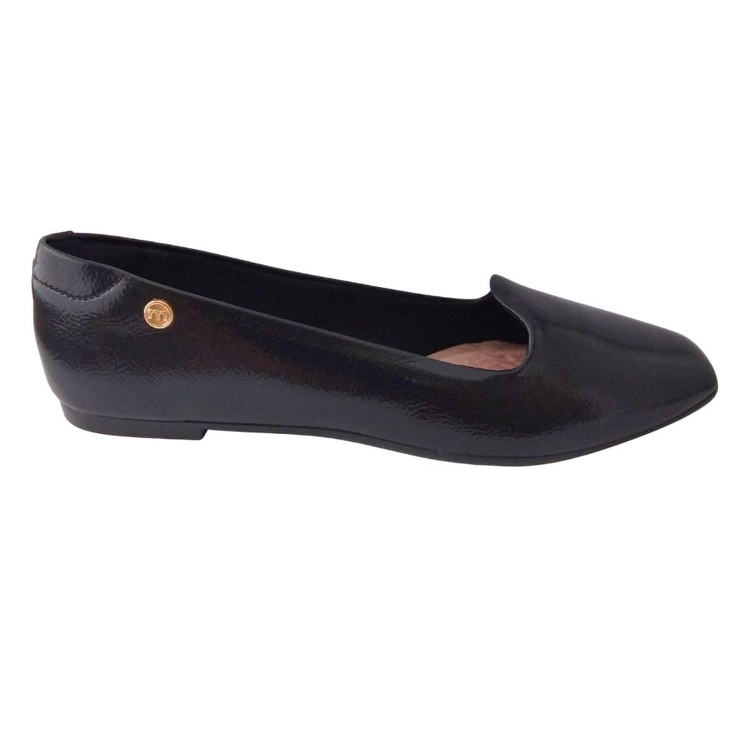 Sapatilha Feminina Moleca Clássica Verniz Bico Quadrado Elegante Confortável Rasteirinha Rasteira Calce Fácil Macia Moda
