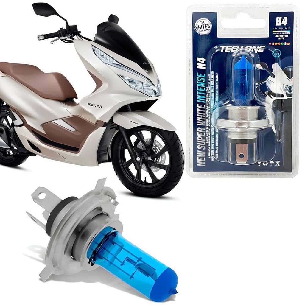Lâmpada Moto H4 Super Branca 8500k 35W 12V Honda PCX
