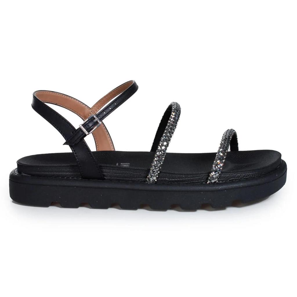 Sandália Vizzano Rasteira Strass Feminina