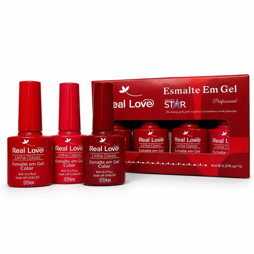 Kit 12 Esmalte Tons de Vermelho 8ml UV/LED Esmalte em Gel - Real Love
