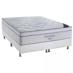 Cama Box King: Colchão Molas Ensacadas Ortobom Freedom Visco + Base CRC Corano White(193x203)