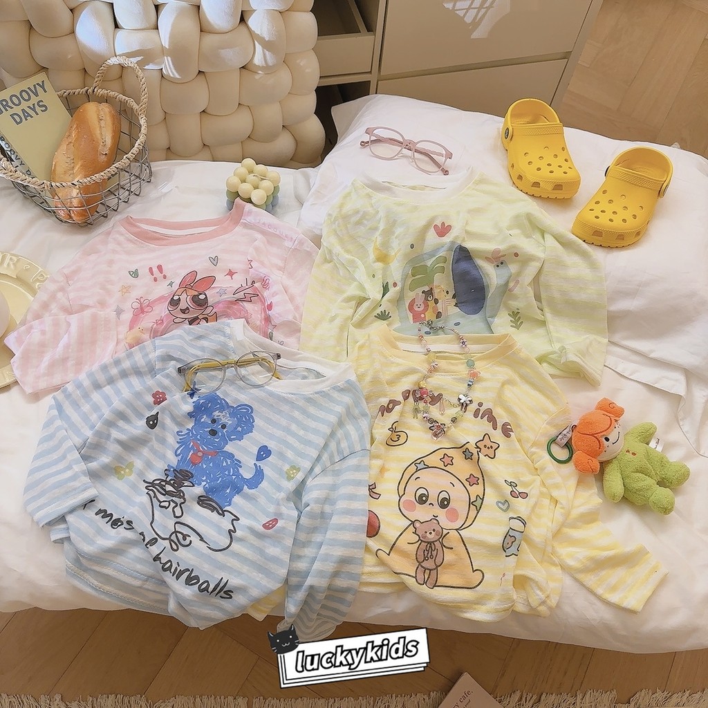 Bonito Crianças Meninos Meninas Dos Desenhos Animados Impressão Fina Manga Longa Camiseta Verão Bebê Unissex Proteção So