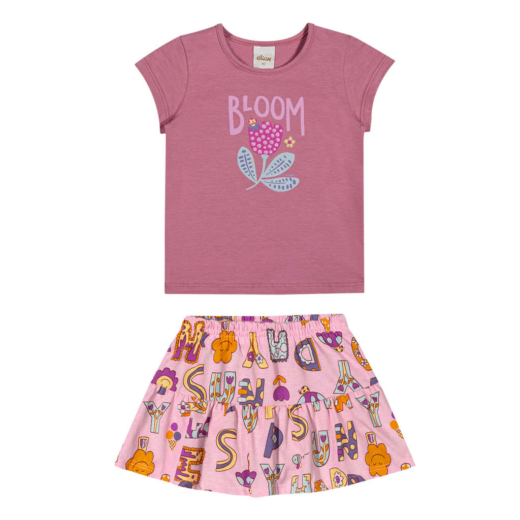 Conjunto Curto Infantil Menina Bloom Elian Rosa