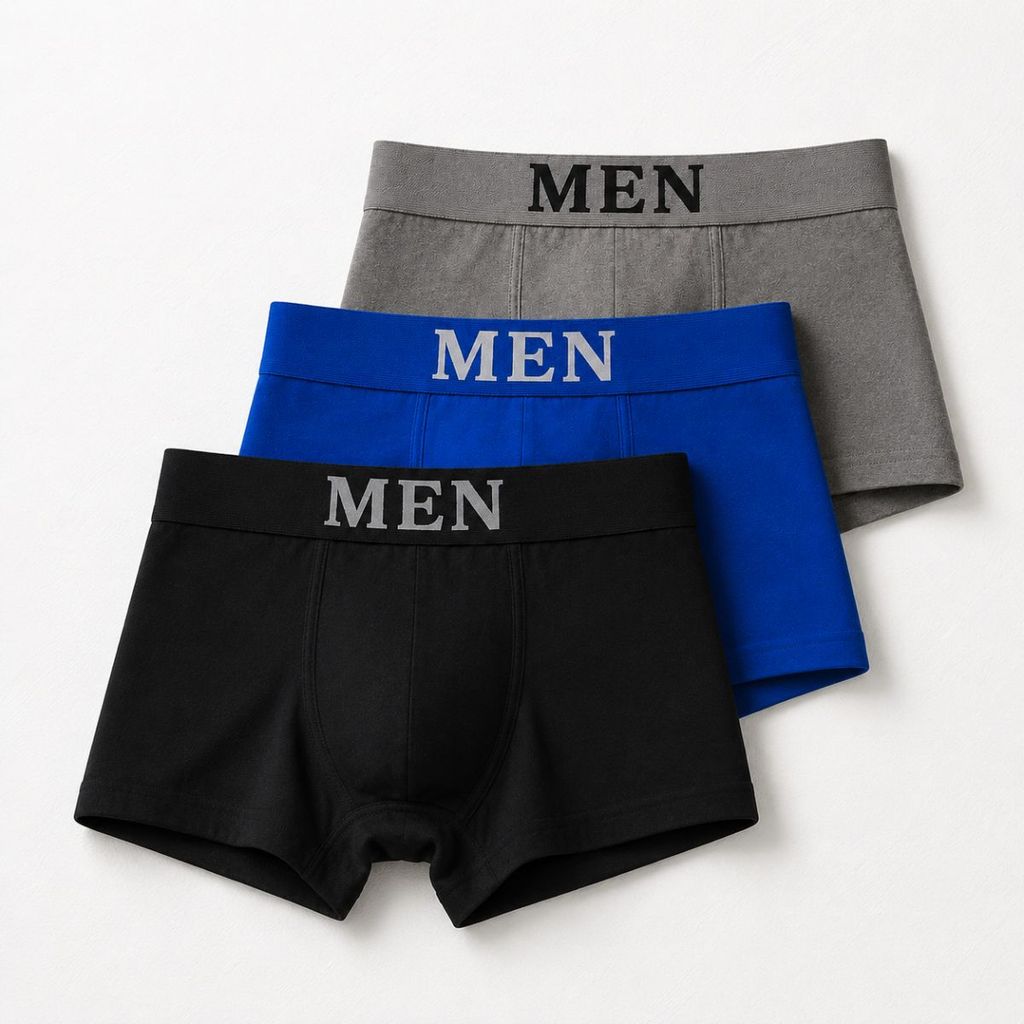 Kit 3 Cueca Boxer Masculina Microfibra Sem Costura Elástico Confortável MEN