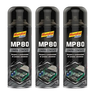 Kit 3 Limpa Contato Elétrico MP80 Spray 300mL Mundial Prime