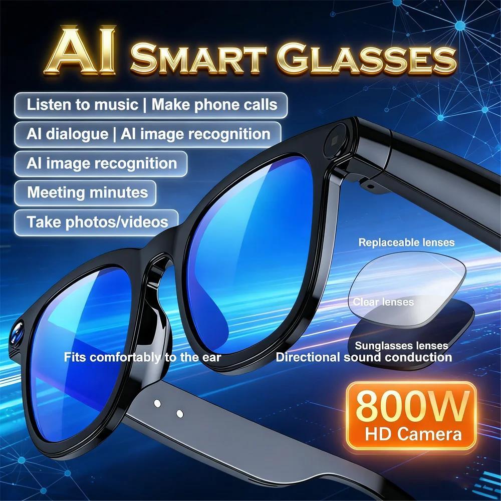 Óculos inteligentes lente 8MP unissex, tradução automática, reprodução e chamadas Bluetooth Nexora Brasil