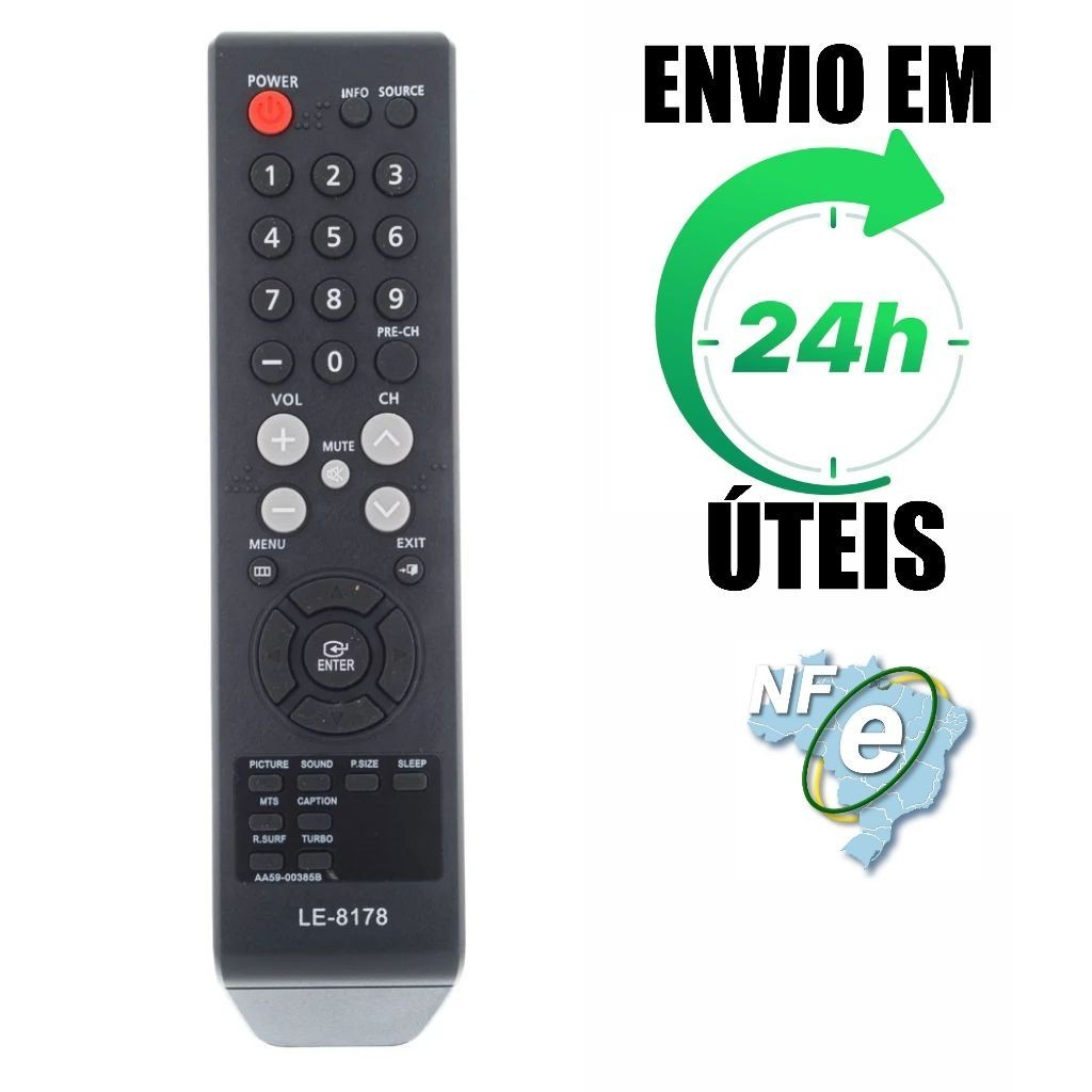Controle Remoto Compatível Samsung Tv Slim Tubo Plasma AA59-00385B