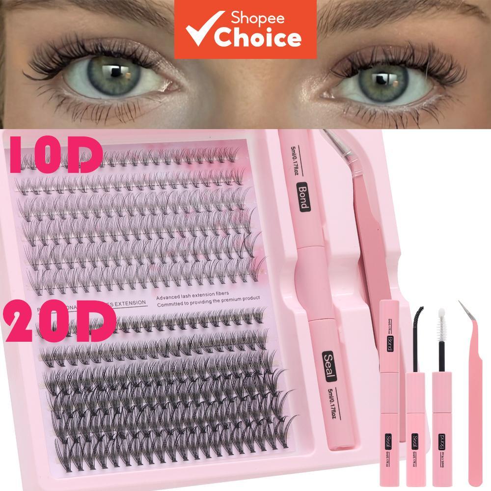 Kit De Aglomerados De Cílios 10D 20D D Curl 240 Peças , Faixa Fina Fofa Natural De 8-16 Mm Com Vedação De Ligação