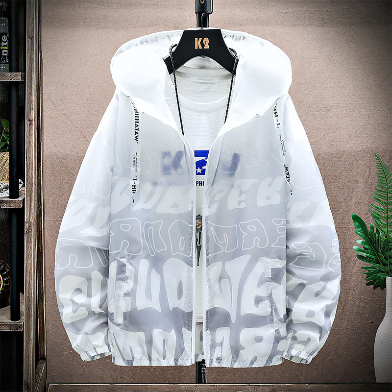 HEGR leve Street Wear com capuz protetor solar roupas masculinas letras impressas apenas itens roupas de pele masculino