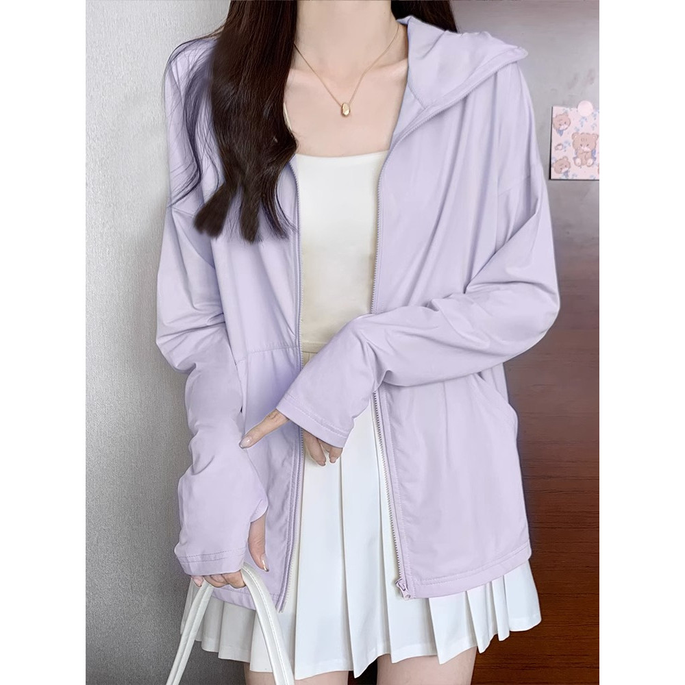 Roupa de maternidade roxo respirável gelo seda protetor solar roupas femininas protetor solar roupas à prova de ultravio