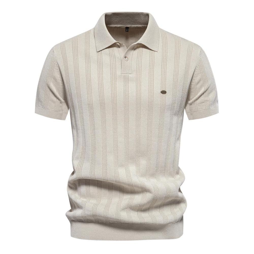 Camisa Polo masculina verão novo estilo camisola de seda gelo masculina de manga curta camiseta de meia-idade idosos pai