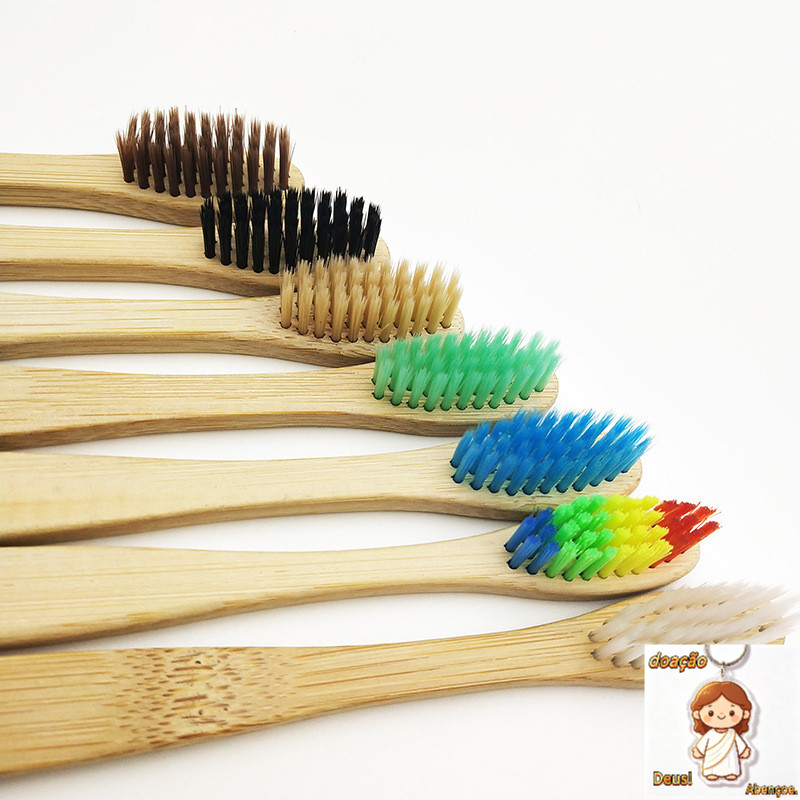 Escova De Dentes De Bambu 10Pcs Eco Friendly Resuable Toothbrush Adulto De Madeira Macia