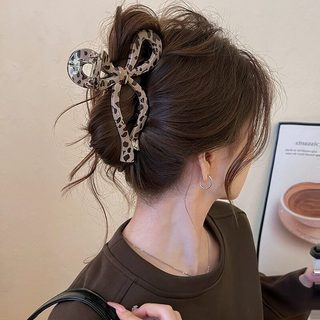 Grampo de cabelo com estampa de leopardo, prendedor de cabelo grande para início da primavera, cabeça traseira feminina 