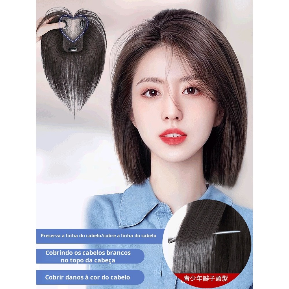 [Estilo Sofisticado] Peruca Cinza/Cabelos Brancos/Natural/Volume Adicional