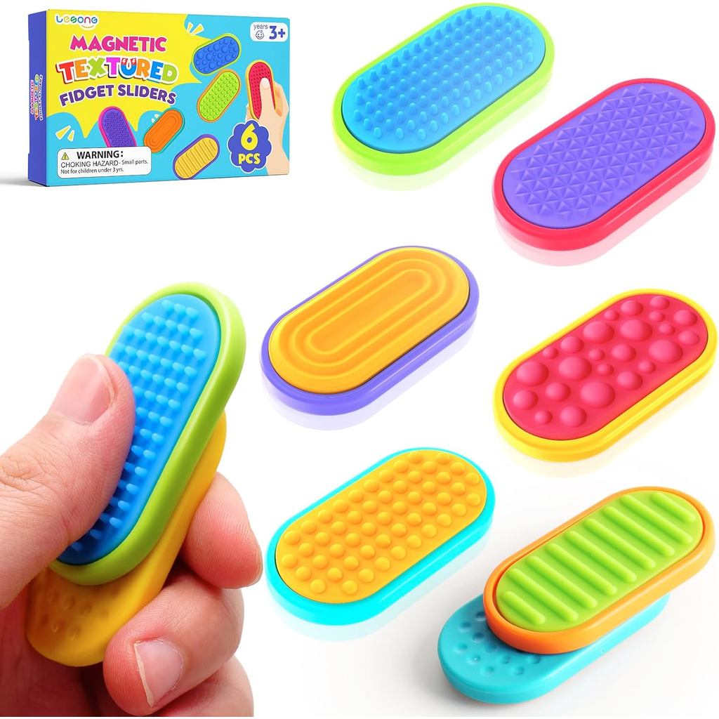 Brinquedos Magnéticos Sensoriais para Crianças: Deslizadores Magnéticos de Silicone para Alívio do Estresse, Brinquedos