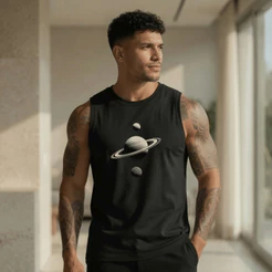 Regata Masculina Estampada 3 Luas 100% Algodão Academia Premium Treino Fitness Casual Streetwear Verão Camiseta Cavada