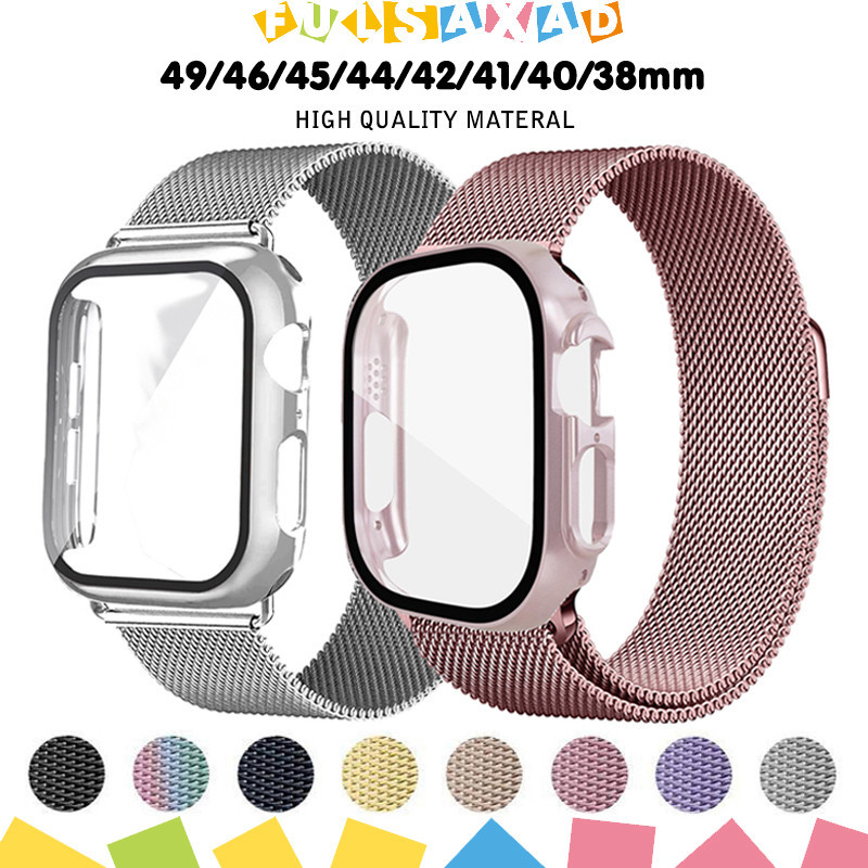 Capa Capinha PC De Pulseira Milanese Metal Aço Para Smartwatch IWatch Ultra 4/SE 3 2 Series 12 11 10 9 49mm 46 45mm