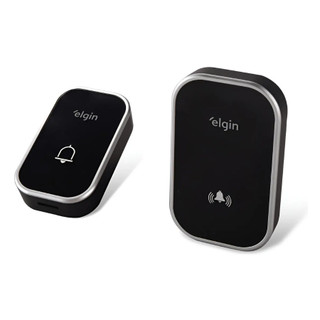 Campainha Sem Fio Elgin Preto 280m - 36 Tons + 1 Pilha Extra Preto 127/220v