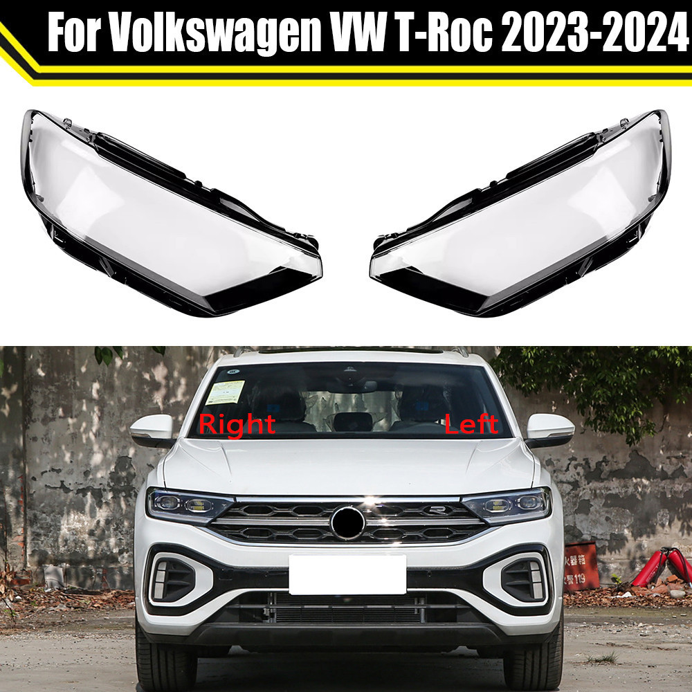 Para Volkswagen VW T-Roc 2023 2024 Cabeça Lâmpada Luz Caso Farol Do Carro Lente Capa Abajur De Vidro Tampas Escudo