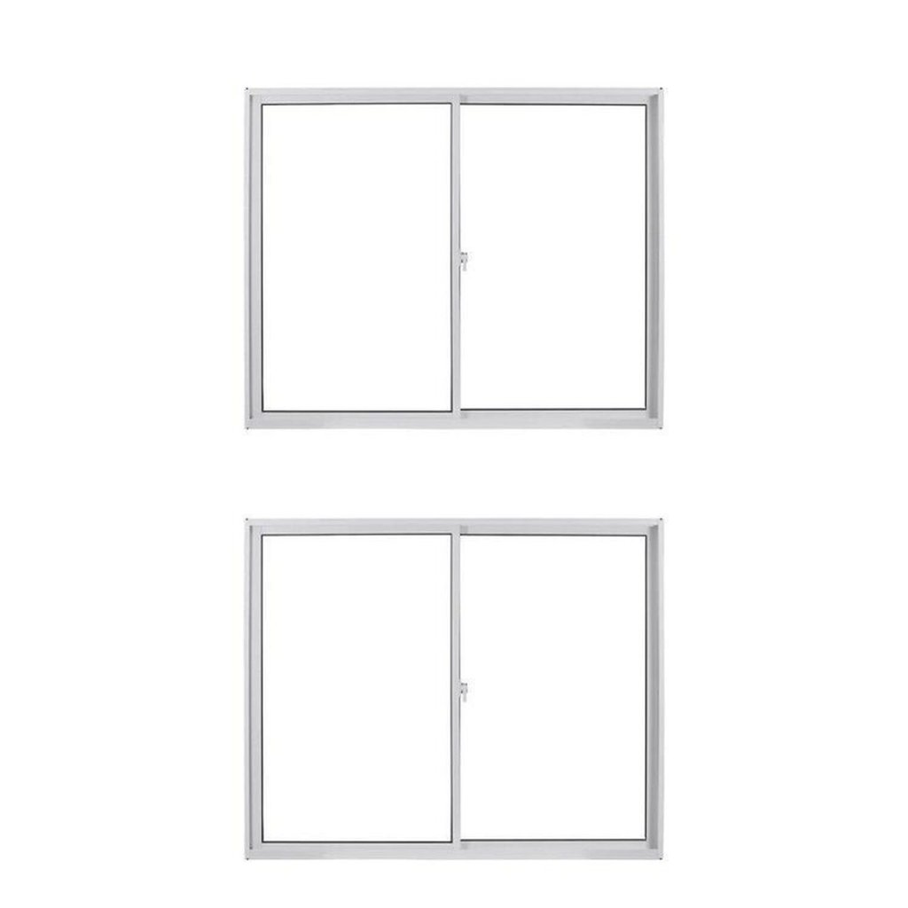 Kit com 2 Janelas de Alumínio de Correr 100x150cm Vidro Liso Linha Soft MGM Branco