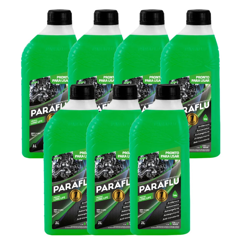 Kit 7 Litros Aditivo Radiador Paraflu Hibrido VERDE Long Life Pronto para uso 103016