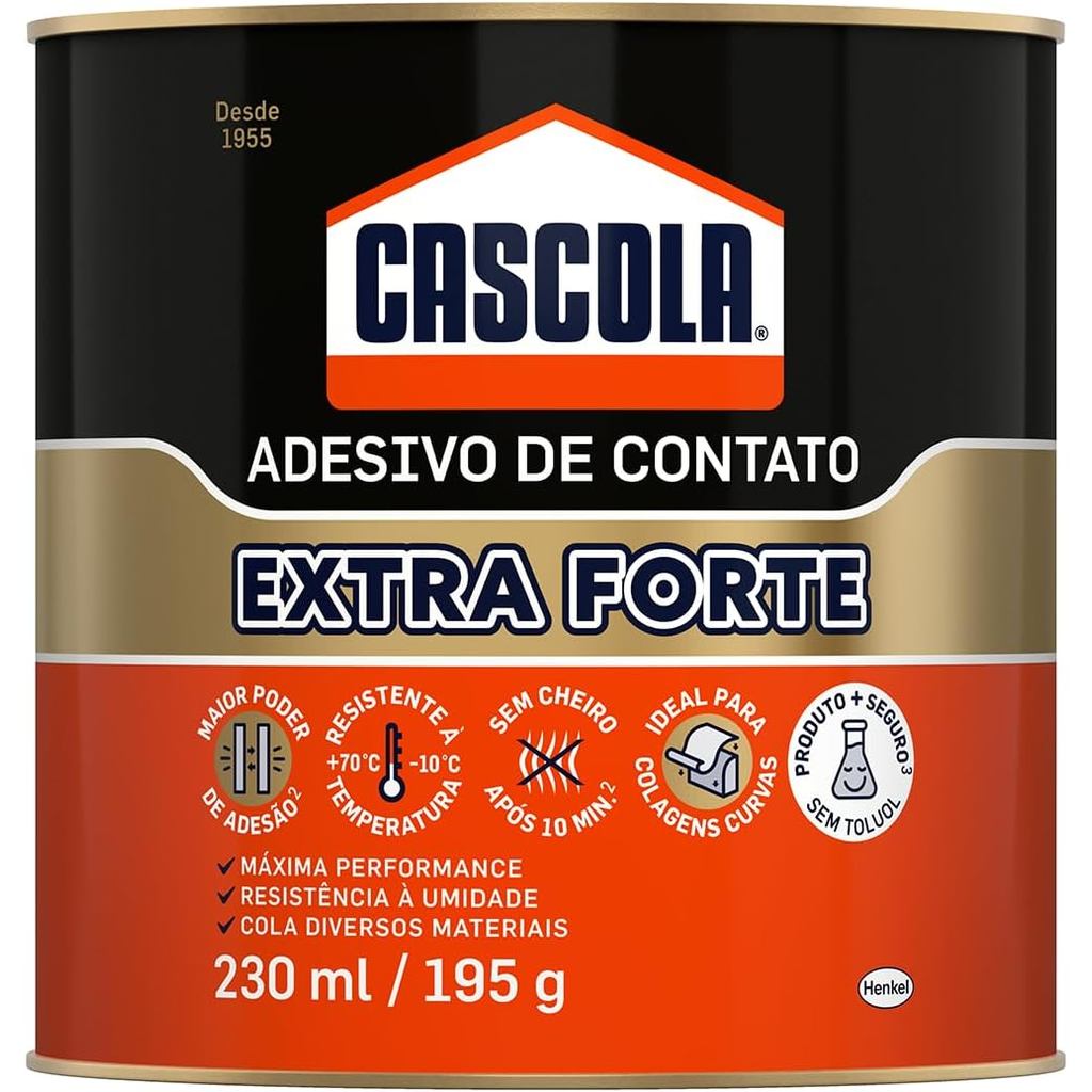 Cascola Extra sem Toluol,Cola de Contato Transparente,1x195g
