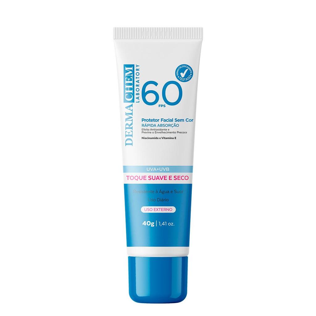 Protetor Solar Facial FPS 60 Resistente à Água e ao Suor 40g - Dermachem