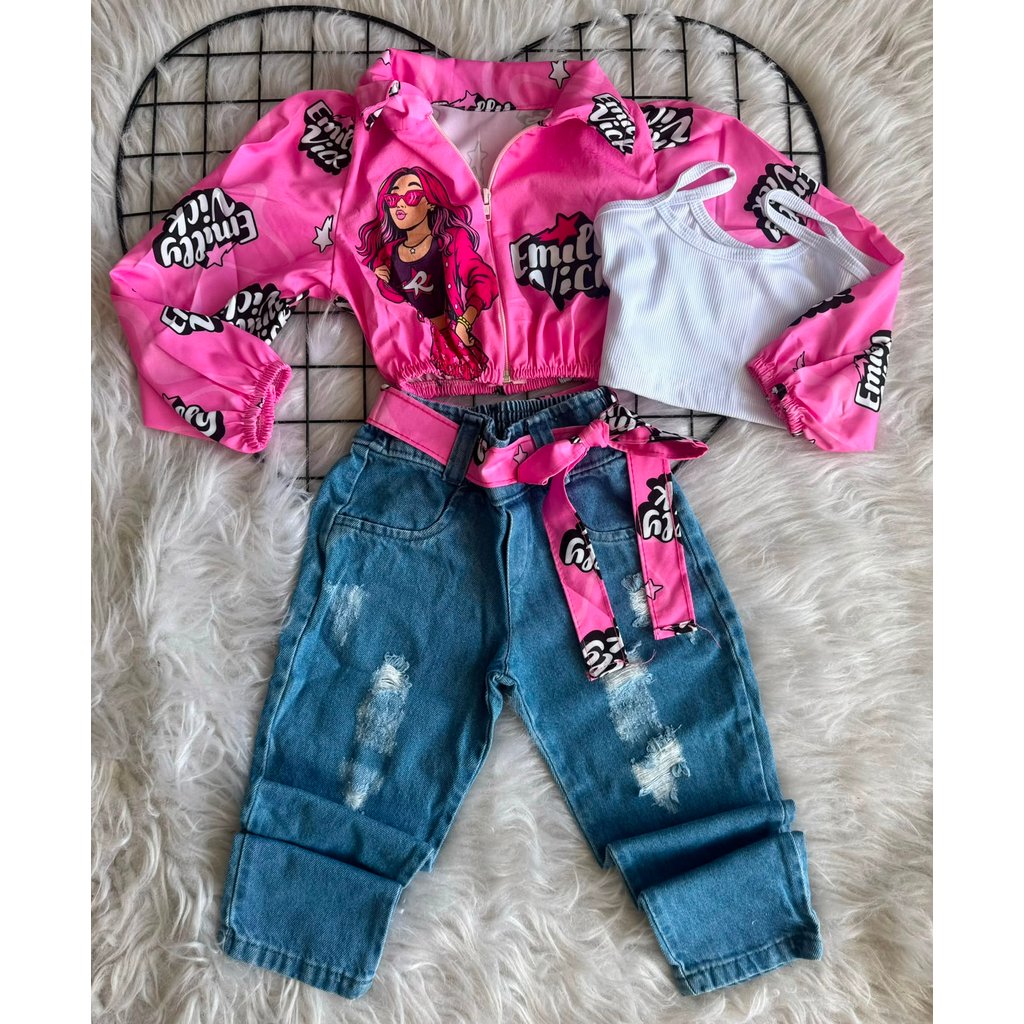 Conjunto infantil menina Emilly jaquetinha 4 peças