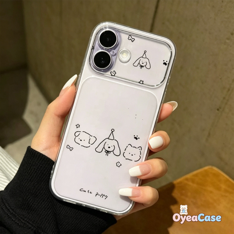 Ins Sketch Puppy Semi Clear Case Para Samsung Galaxy A18 A17 M17E F17 A27 A26 A25 A24 A23 A22S M22 A21S A20S A16 A15 A14
