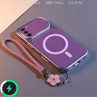 Adequado Para Realme C75 C175X C71 Novo Couro Estampado De Lichia 3D Anel De Sucção Magnética + Corda De Mão Escudo Prot