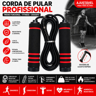 Corda de Pular Profissional Ajustável Fitness Academia Crossfit Cabo de Aço Revestido Ant…