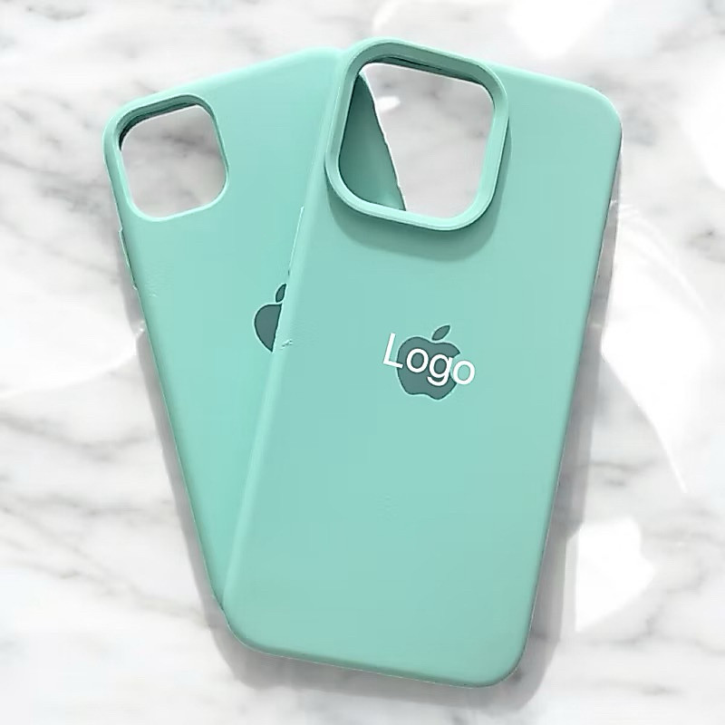 Capa VERDE ÀGUA  Para iPhone 17 11 12 13 14 15 16 XR X XS 7 8 Plus Pro Max 16E 17E Silicone Aveludada Com Logo
