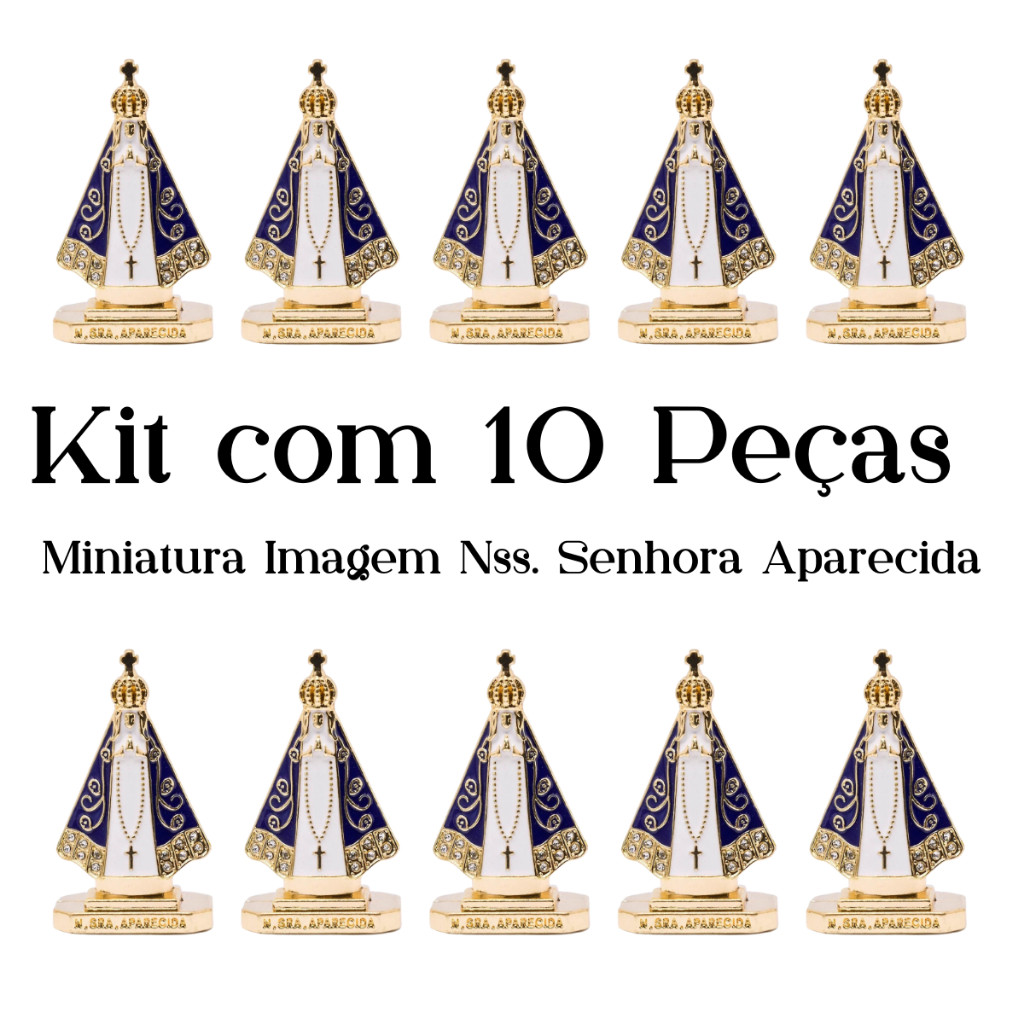 Nossa Senhora Aparecida Imagem Para Painel Console Carro Coroa Kit com 10 Peças