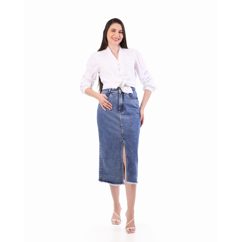 SAIA VECCHI JEANS MODA EVANGELICA EXCLUSIVA(260122) SAIA JEANS FENDA 80CM