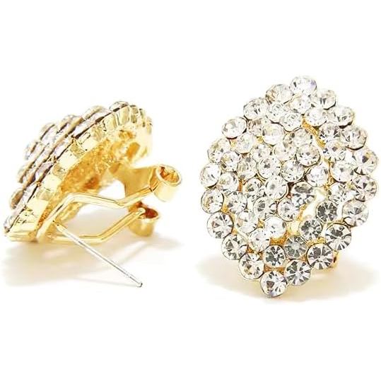 Brincos de Cristal Diamante Deslumbrantes para Mulheres, para Festa e Baile, Dourado Transparente ZNT1