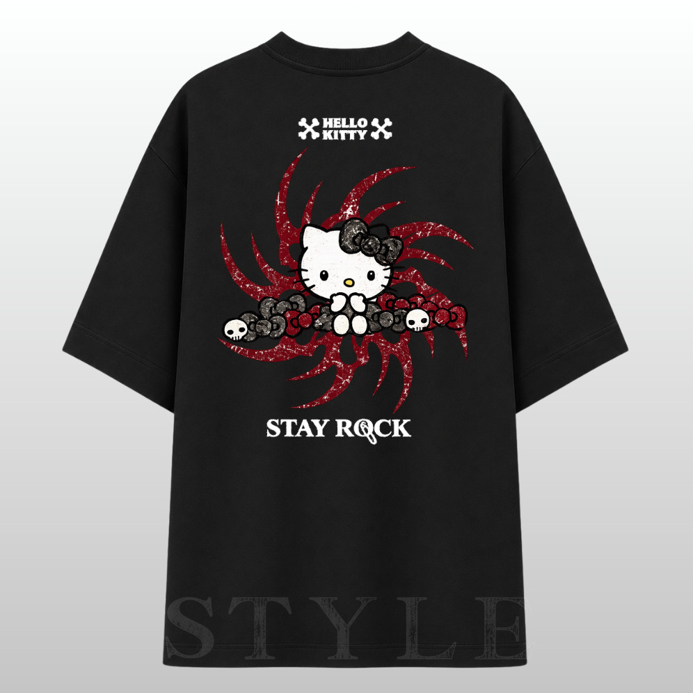 Camiseta Oversized Hello Kitty Streetwear Premium Pra Academia 100% Algodão Camisa Feminino/Masculino Estampa Anime