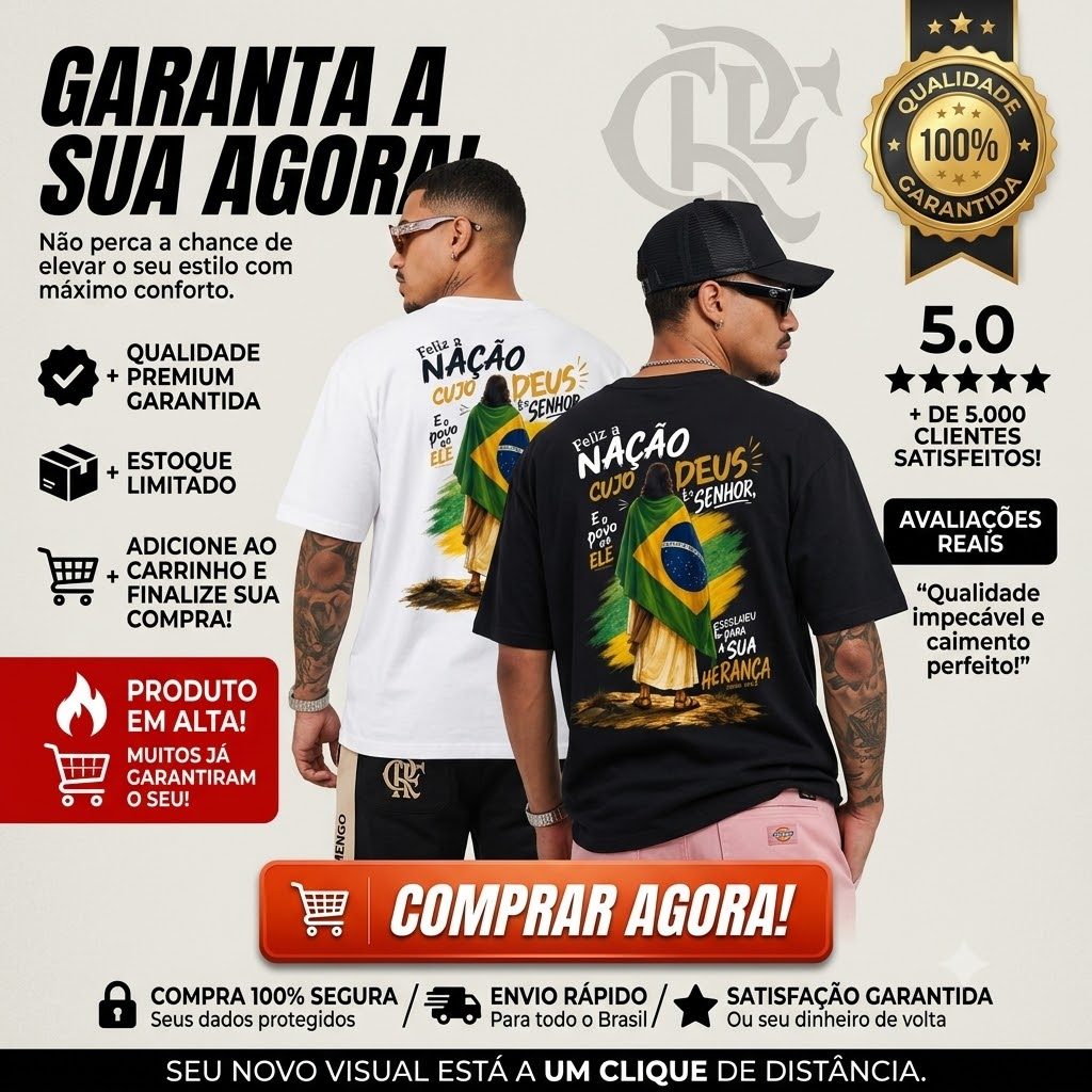 Camiseta Masculina Premium Qualidade 5.0 Algodão Estampa Grande Profissional Versículo Patriota Unissex Oversize