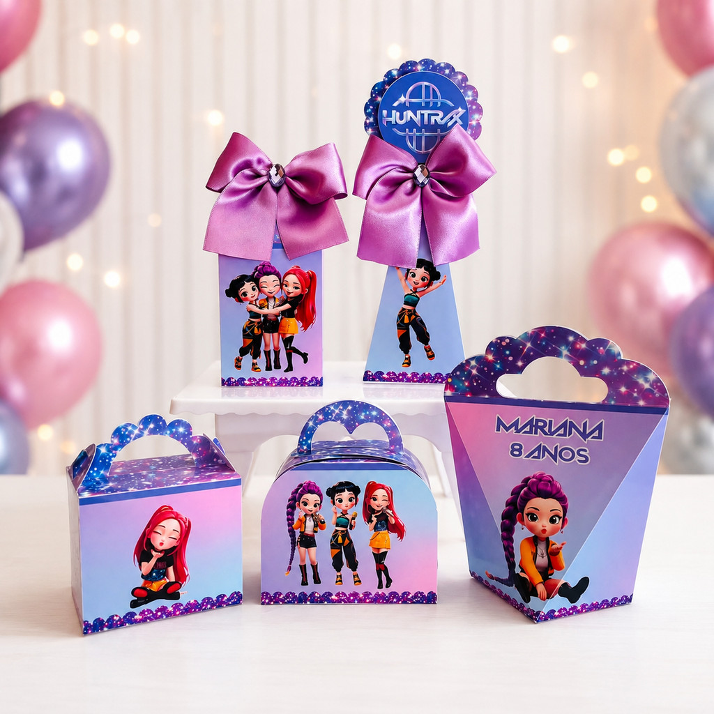 Kit Caixas Personalizada GUERREIRAS KPOP / Lembrancinha Festa / Kit Festa Guerreiras Kpop / Aniversario