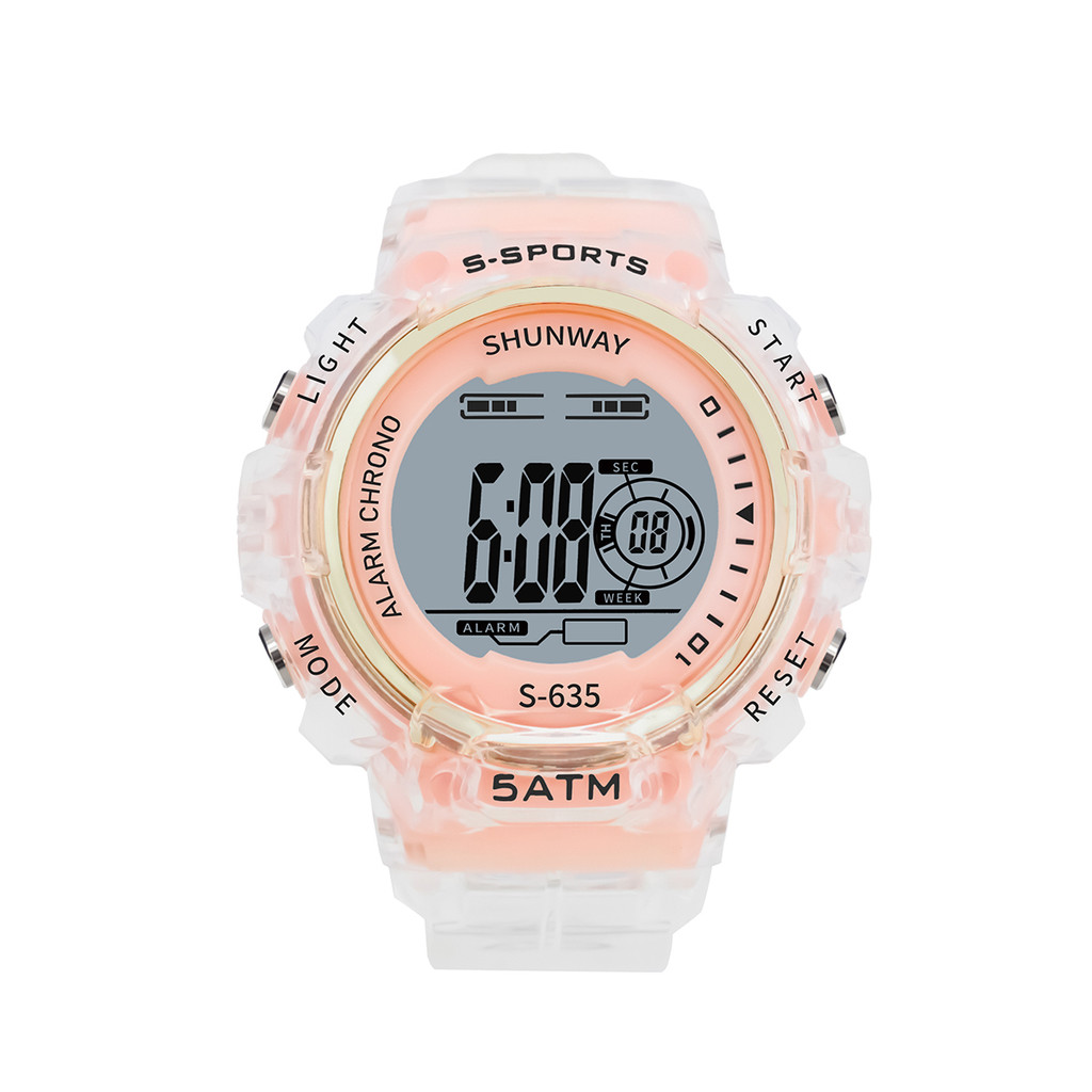 Relógio Digital Esportivo Transparente Rose S635-03-1