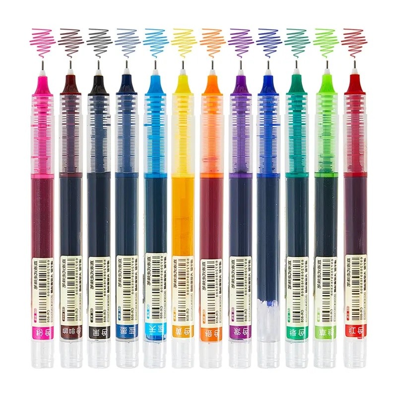 12/6/3 Pcs Canetas Gel Líquido Direto De Secagem Rápida Grande Capacidade Caneta Colorida/Preta Para Desenho E Escrita