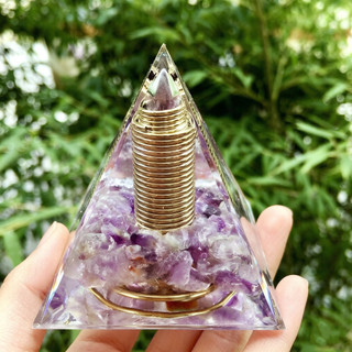 Cristal Natural 5cm pirâmide cascalho resina epóxi ornamentos artesanato presentes